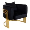 Roblu pakoworld armchair gold metal and velvet in black shade 72x77.4x70cm