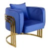 Roblu pakoworld armchair gold metal and velvet in blue shade 72x77.4x70cm