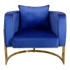 Roblu pakoworld armchair gold metal and velvet in blue shade 72x77.4x70cm