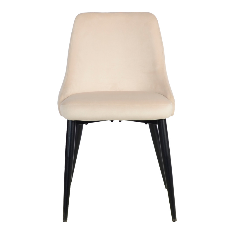Zedna chair pakoworld beige velvet with black metal legs 51x58x84cm Zedna chair pakoworld beige velvet with black metal legs 51x58x84cm