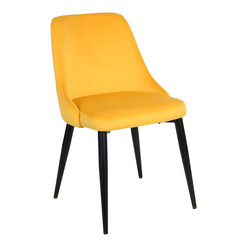 Zedna chair pakoworld yellow velvet with black metal legs 51x58x84cm Zedna chair pakoworld yellow velvet with black metal legs 51x58x84cm