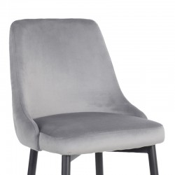 Zedna bar stool pakoworld grey velvet with black metal legs 52x57x111cm Zedna bar stool pakoworld grey velvet with black metal legs 52x57x111cm