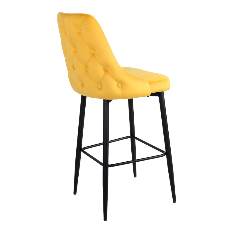 Zedna bar stool pakoworld yellow velvet with black metal legs 52x57x111cm Zedna bar stool pakoworld yellow velvet with black metal legs 52x57x111cm