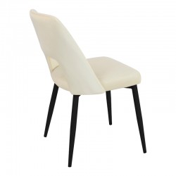 Murde chair pakoworld beige velvet and metal legs in black color 48.5x61x89cm Murde chair pakoworld beige velvet and metal legs in black color 48.5x61x89cm