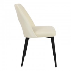 Murde chair pakoworld beige velvet and metal legs in black color 48.5x61x89cm Murde chair pakoworld beige velvet and metal legs in black color 48.5x61x89cm