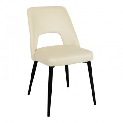 Murde chair pakoworld beige velvet and metal legs in black color 48.5x61x89cm Murde chair pakoworld beige velvet and metal legs in black color 48.5x61x89cm