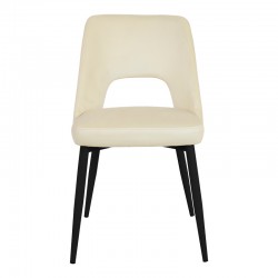 Murde chair pakoworld beige velvet and metal legs in black color 48.5x61x89cm Murde chair pakoworld beige velvet and metal legs in black color 48.5x61x89cm