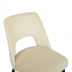 Murde chair pakoworld beige velvet and metal legs in black color 48.5x61x89cm Murde chair pakoworld beige velvet and metal legs in black color 48.5x61x89cm
