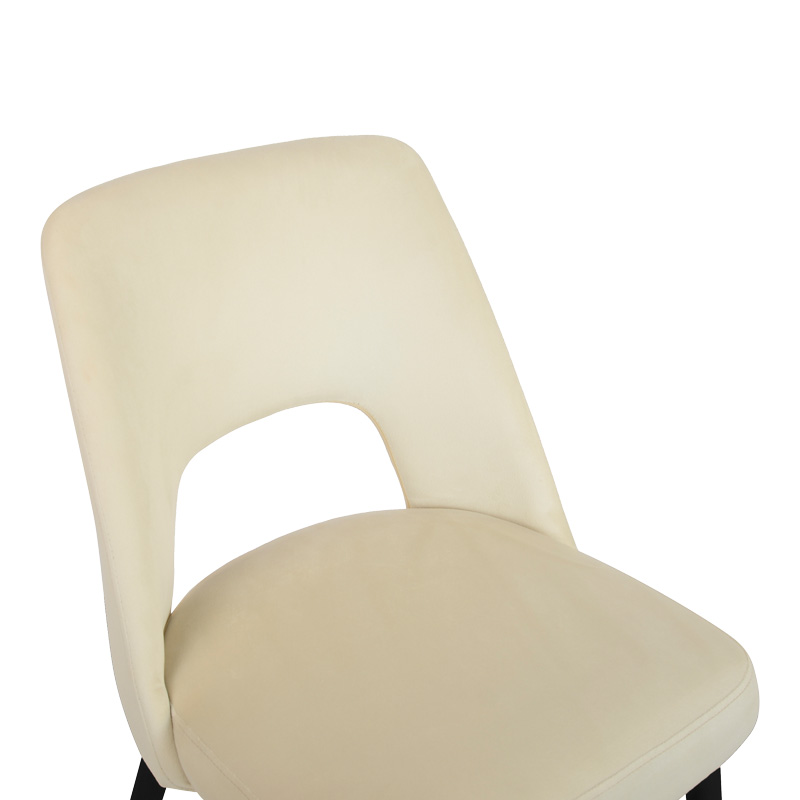 Murde chair pakoworld beige velvet and metal legs in black color 48.5x61x89cm Murde chair pakoworld beige velvet and metal legs in black color 48.5x61x89cm