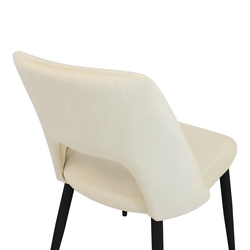 Murde chair pakoworld beige velvet and metal legs in black color 48.5x61x89cm Murde chair pakoworld beige velvet and metal legs in black color 48.5x61x89cm