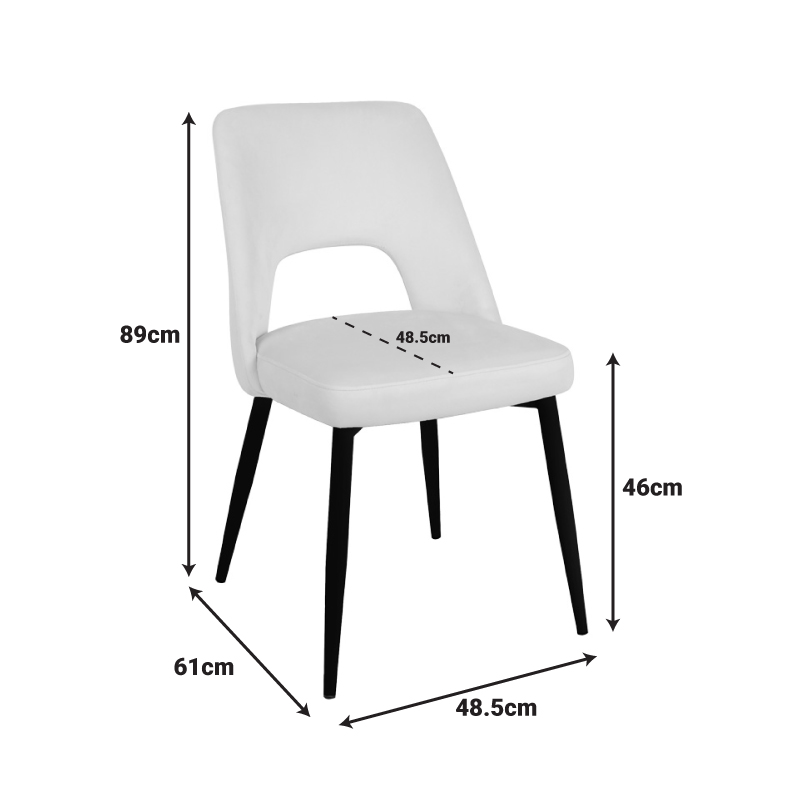 Murde chair pakoworld beige velvet and metal legs in black color 48.5x61x89cm Murde chair pakoworld beige velvet and metal legs in black color 48.5x61x89cm