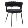 Chair Alkia pakoworld in black velvet with black metal leg 60x57x68cm