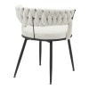 Chair Alkia pakoworld in cream velvet with black metal leg 60x57x68cm