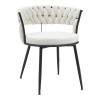 Chair Alkia pakoworld in cream velvet with black metal leg 60x57x68cm