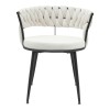 Chair Alkia pakoworld in cream velvet with black metal leg 60x57x68cm