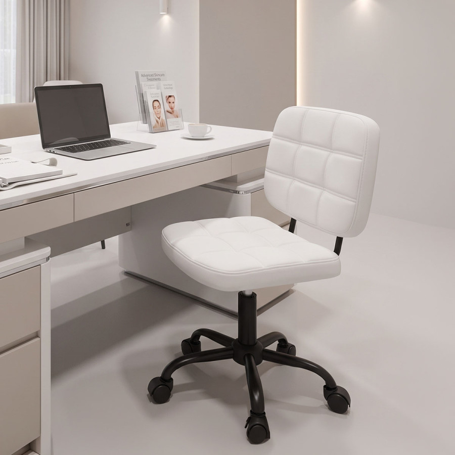 Office chair Sedia pakoworld pu white 50x50x75-85cm