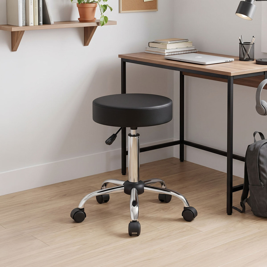Office-work stool with wheels Uficio pakoworld pu in black shade 46x42x48-64cm