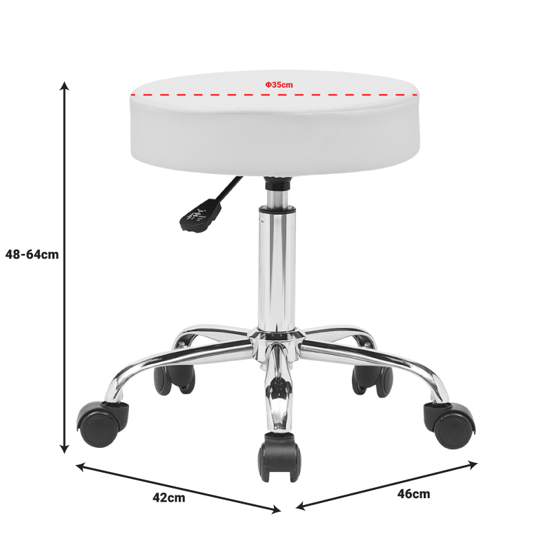 Office-work stool with wheels Uficio pakoworld pu in white shade 46x42x48-64cm