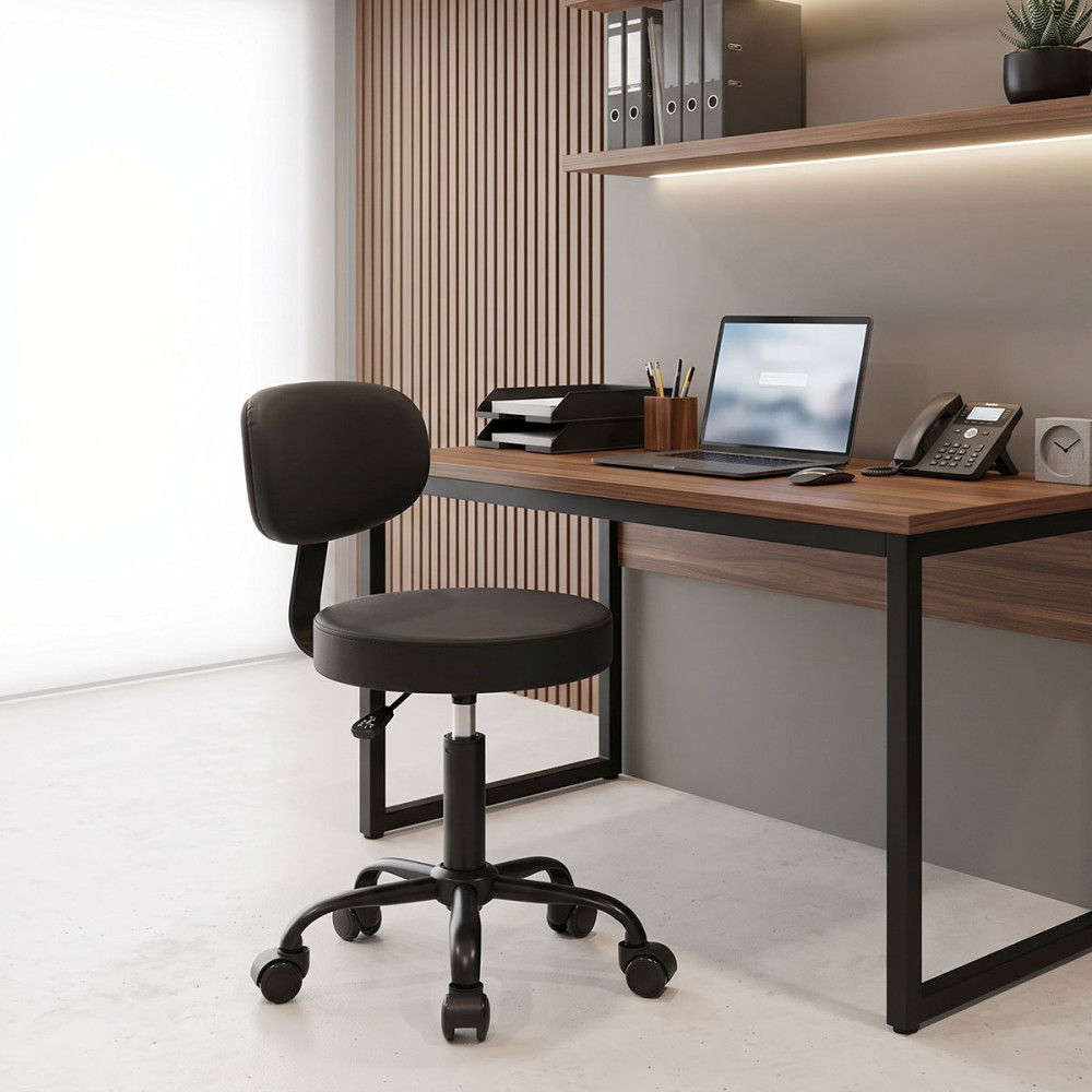 Mafeshi pakoworld pu office-work chair on wheels in black shade 45x44x70-82cm
