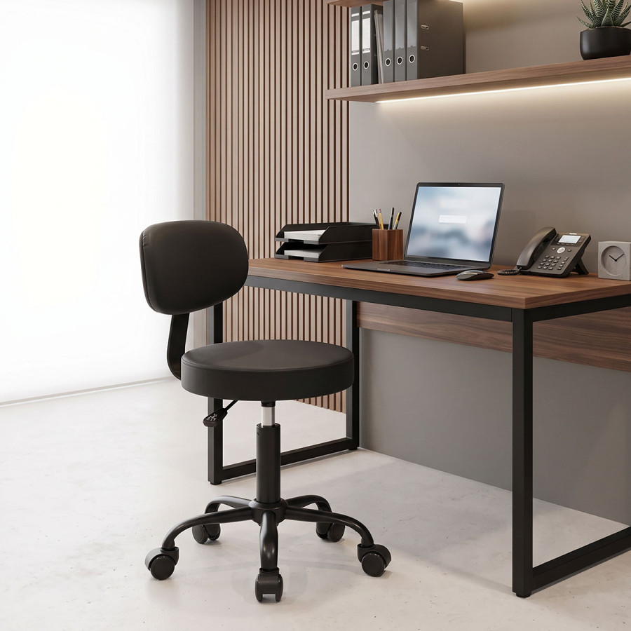 Mafeshi pakoworld pu office-work chair on wheels in black shade 45x44x70-82cm