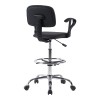 Icina Ι pakoworld pu reception chair on wheels in black shade 58x54x102-123cm