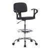 Icina Ι pakoworld pu reception chair on wheels in black shade 58x54x102-123cm