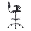 Icina Ι pakoworld pu reception chair on wheels in black shade 58x54x102-123cm