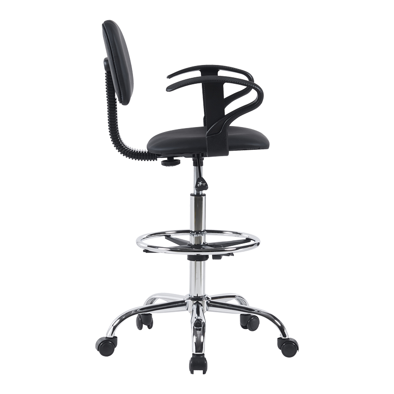 Icina Ι pakoworld pu reception chair on wheels in black shade 58x54x102-123cm Icina Ι pakoworld pu reception chair on wheels in black shade 58x54x102-123cm