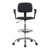 Icina Ι pakoworld pu reception chair on wheels in black shade 58x54x102-123cm