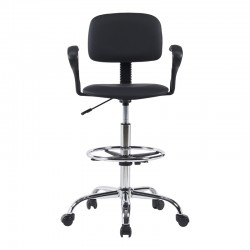 Icina Ι pakoworld pu reception chair on wheels in black shade 58x54x102-123cm Icina Ι pakoworld pu reception chair on wheels in black shade 58x54x102-123cm