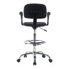 Icina Ι pakoworld pu reception chair on wheels in black shade 58x54x102-123cm