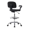 Icina Ι pakoworld fabric reception chair on wheels in black shade 58x54x102-123cm