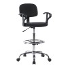Icina Ι pakoworld fabric reception chair on wheels in black shade 58x54x102-123cm