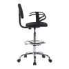 Icina Ι pakoworld fabric reception chair on wheels in black shade 58x54x102-123cm