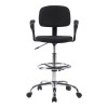 Icina Ι pakoworld fabric reception chair on wheels in black shade 58x54x102-123cm