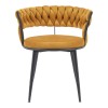 Chair Alkia pakoworld in yellow velvet with black metal leg 60x57x68cm