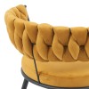 Chair Alkia pakoworld in yellow velvet with black metal leg 60x57x68cm