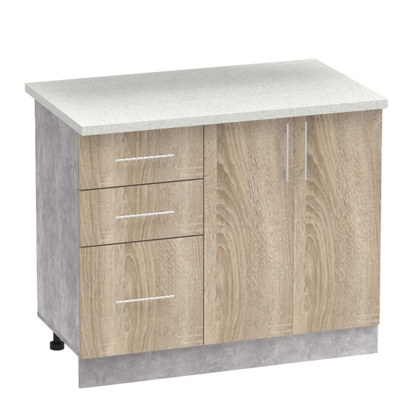 Festa I kitchen unit pakoworld melamine in sonoma color and kitchen counter in light grey color 100x60x85cm Festa I kitchen unit pakoworld melamine in sonoma color and kitchen counter in light grey color 100x60x85cm