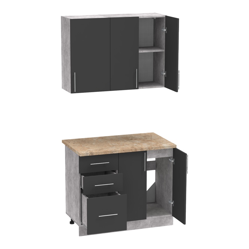 Festa I kitchen unit pakoworld melamine in dark grey and sonoma color workbench 100x60x85cm Festa I kitchen unit pakoworld melamine in dark grey and sonoma color workbench 100x60x85cm
