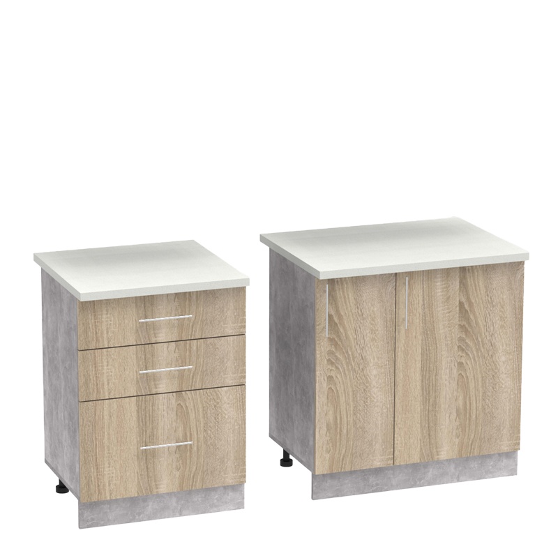 Festa ΙII kitchen unit pakoworld melamine in sonoma and workbench in light grey color 140x60x85cm Festa ΙII kitchen unit pakoworld melamine in sonoma and workbench in light grey color 140x60x85cm