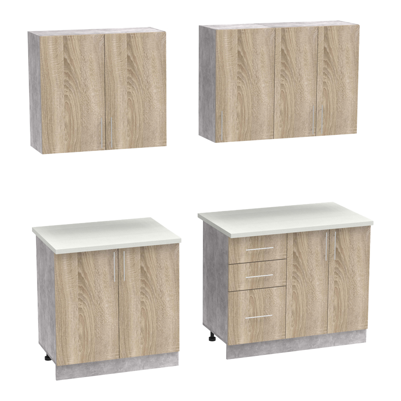 Festa V kitchen unit pakoworld melamine in sonoma and workbench in light grey color 160x60x85cm Festa V kitchen unit pakoworld melamine in sonoma and workbench in light grey color 160x60x85cm