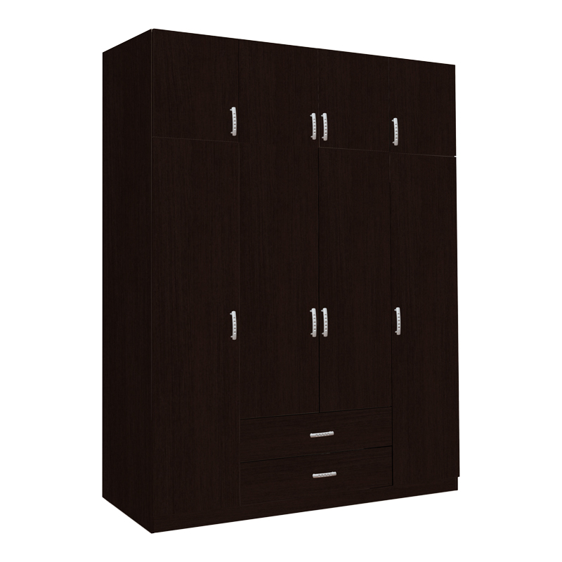 Royal pakoworld four-leaf wardrobe with drawers in wenge shade 200x58x230cm Royal pakoworld four-leaf wardrobe with drawers in wenge shade 200x58x230cm