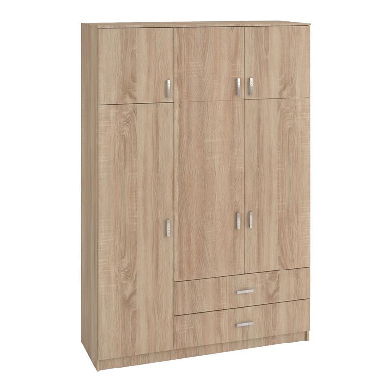 Three-leaf wardrobe with drawers Royal pakoworld in sonoma shade 150x58x230cm