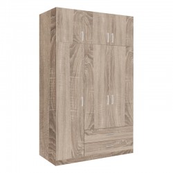 Three-leaf wardrobe with drawers Royal pakoworld in sonoma shade 150x58x230cm Three-leaf wardrobe with drawers Royal pakoworld in sonoma shade 150x58x230cm