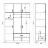 Three-leaf wardrobe with drawers Royal pakoworld in sonoma shade 150x58x230cm