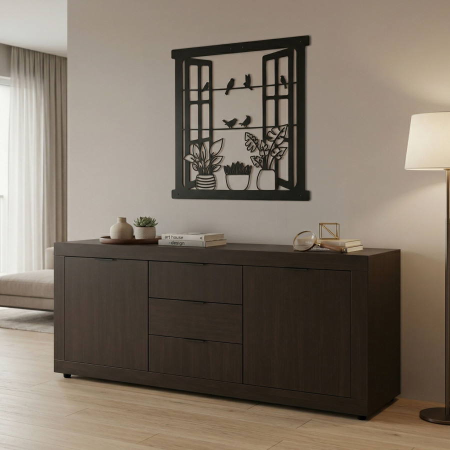 Doha pakoworld sideboard in wenge shade 180x45x80.5cm