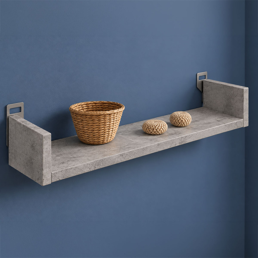 Ραφιέρα τοίχου Derva pakoworld σε cement γκρι απόχρωση 60x15x10cm