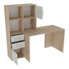 Work desk-bookcase Scarlet pakoworld in sonoma-white color 161x60x150cm