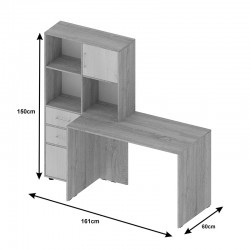 Work desk-bookcase Scarlet pakoworld in sonoma-white color 161x60x150cm Work desk-bookcase Scarlet pakoworld in sonoma-white color 161x60x150cm