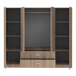Ντουλάπα τετράφυλλη Royal pakoworld με συρτάρια sonoma 200x58x177εκ